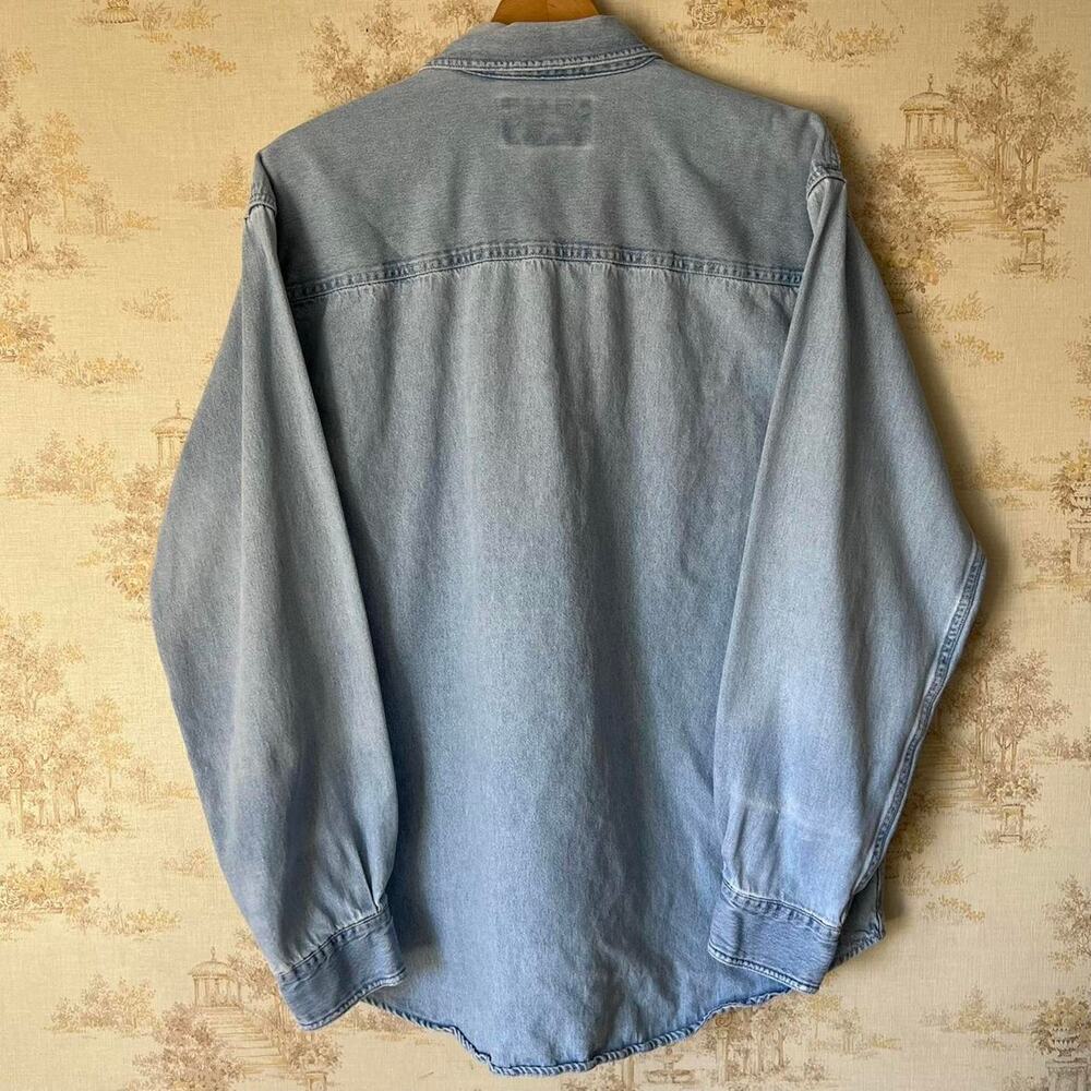 Vintage 90s Harley-Davidson Denim Shirt | Distressed Grunge Wash | Size L - Picture 6 of 8